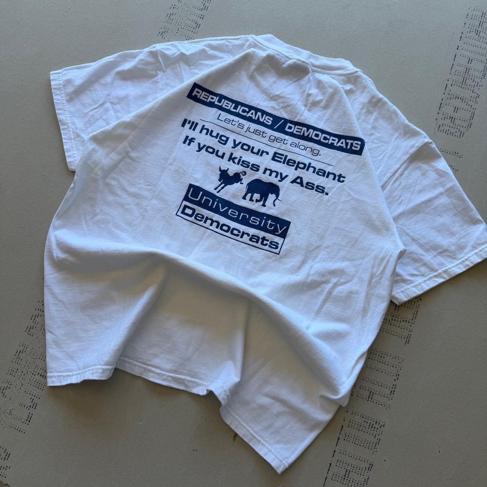 Vintage early 2000s University Democrats comedy T-shirt